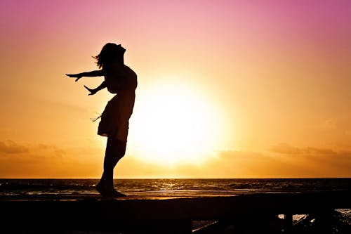 Lady in Beach Silhouette during Daytime Photography