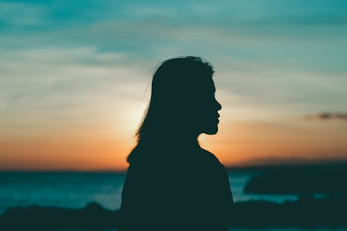 A Silhouette of a Woman during the Golden Hour