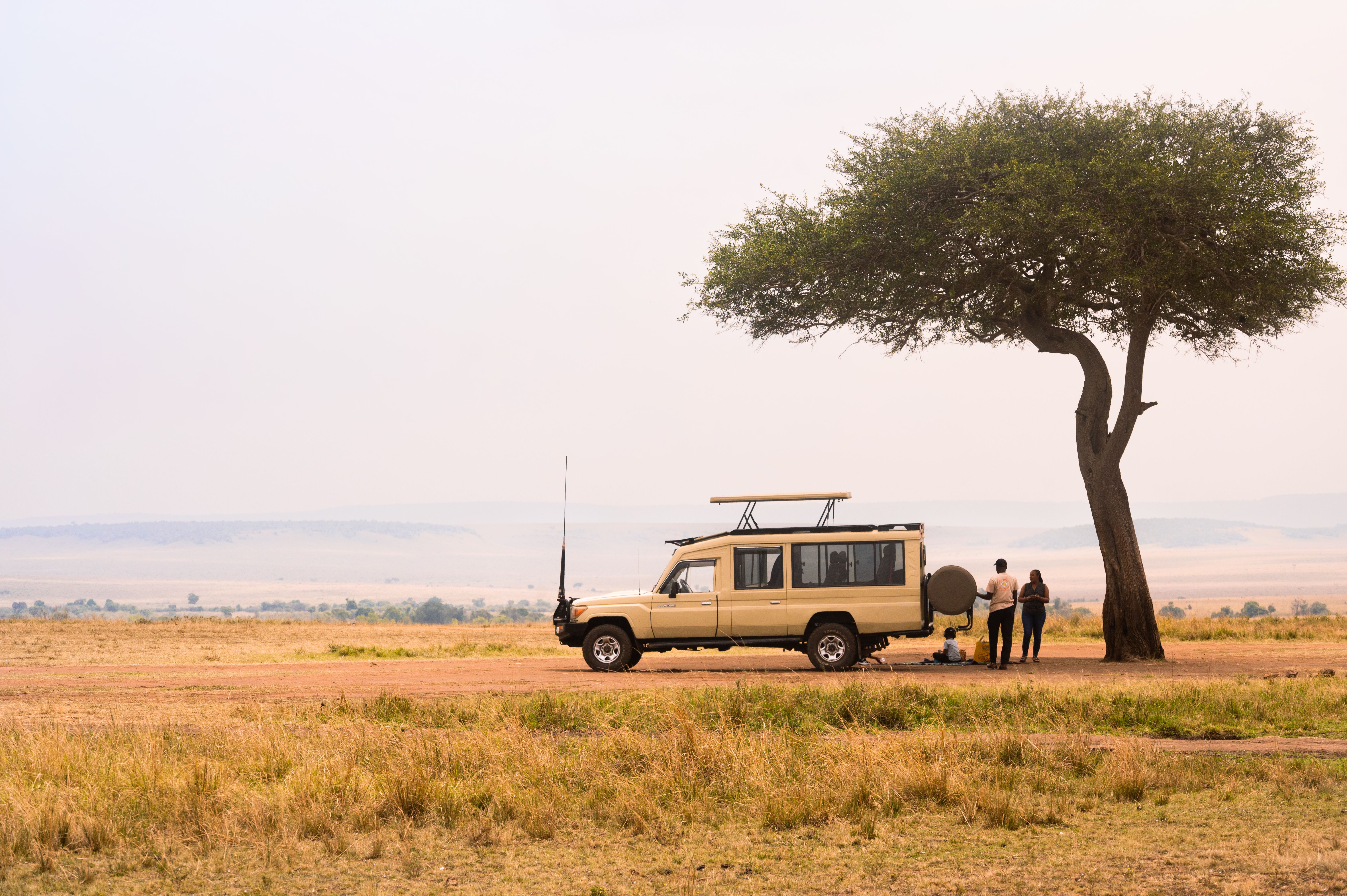 Family enjoying a Tanzania wildlife safari together