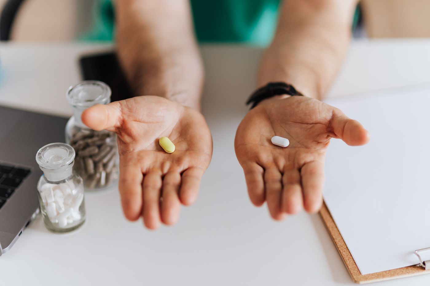 Healthcare professional meeting with a client during a clinical consultation