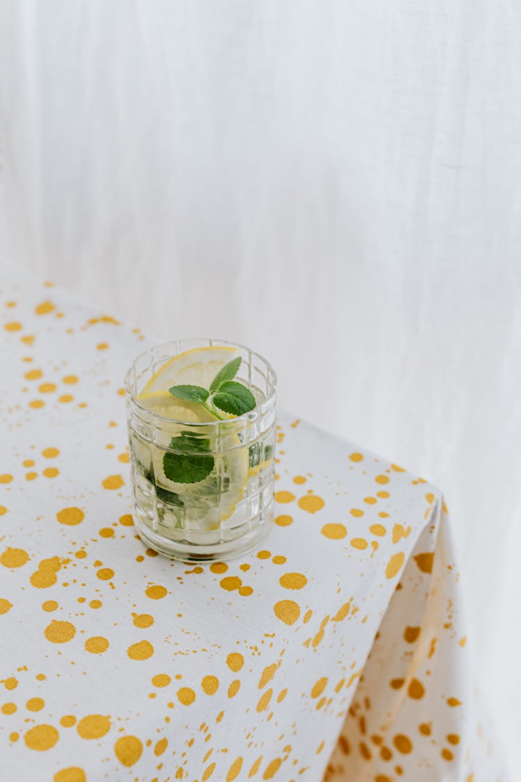 Glass Of Fresh Cocktail On Table