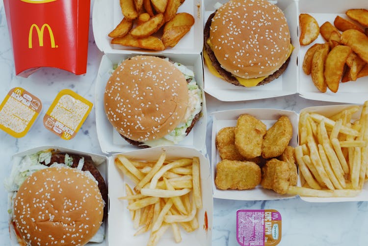 Tasty Junk Food Placed On Table