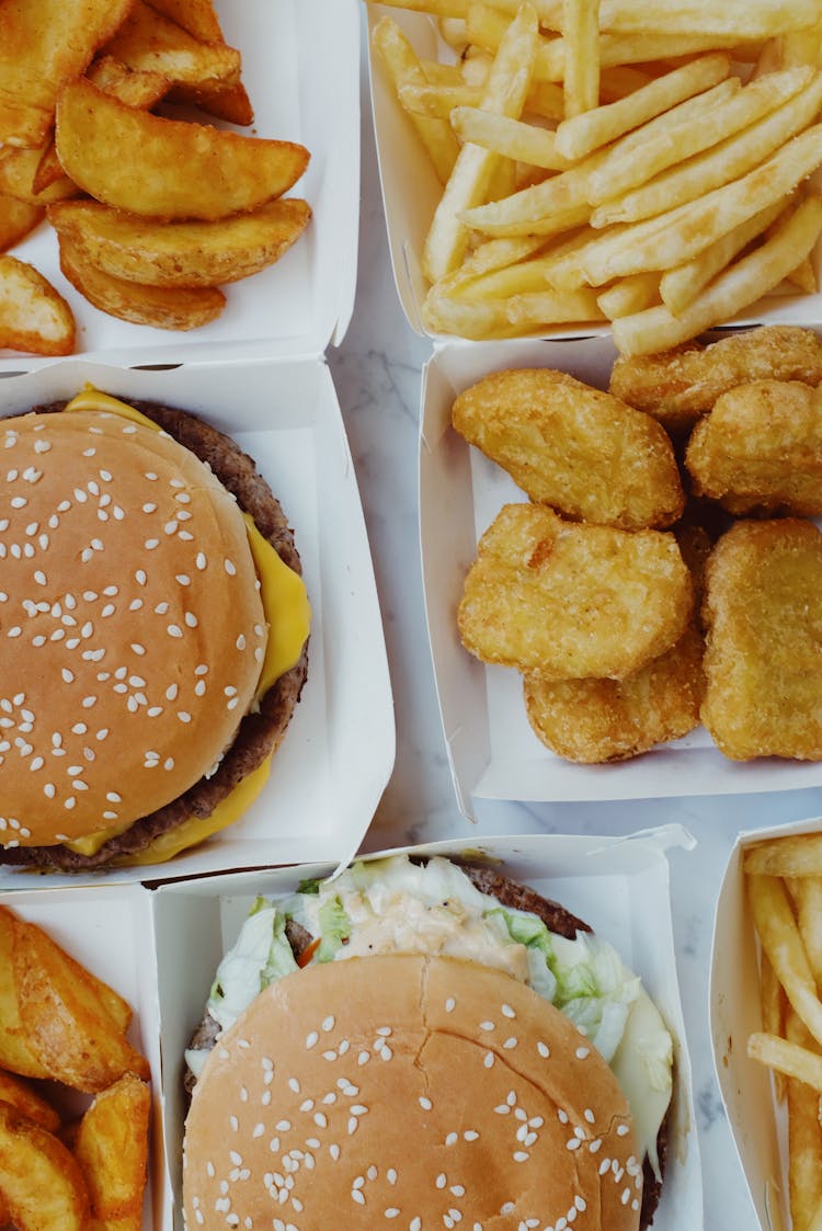 Delicious Junk Food Placed On Table