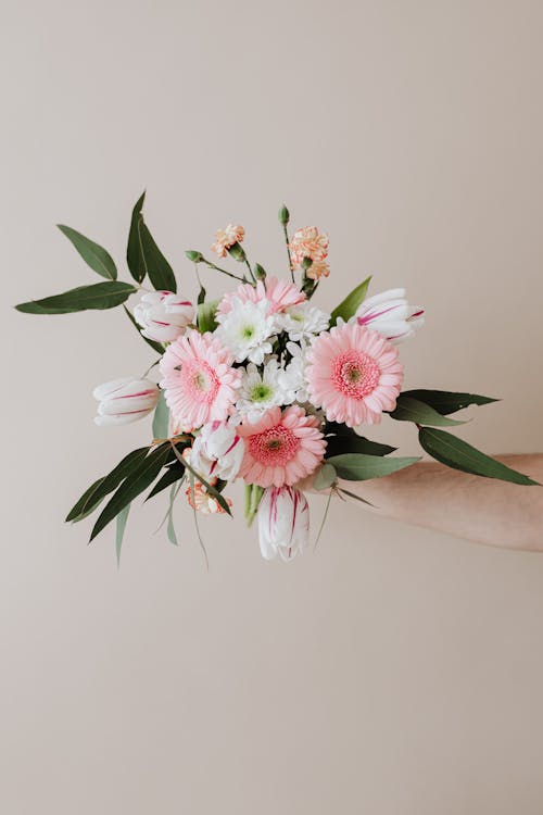 Free Bouquet of Flowers held by a Person  Stock Photo