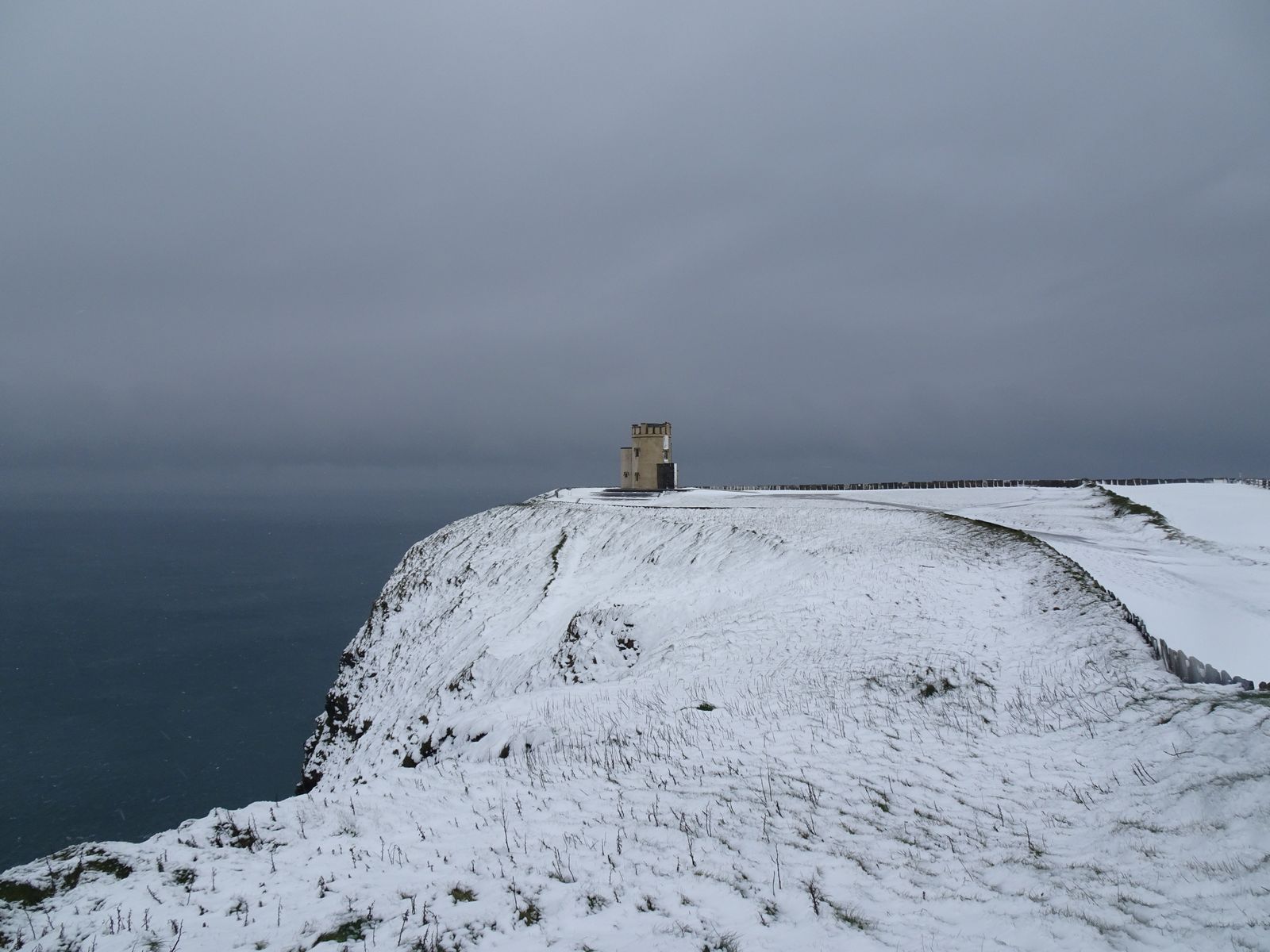 Snow on the Cliffs of Moher and O'Brien's Tower