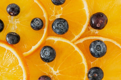 Slices of orange and blueberry
