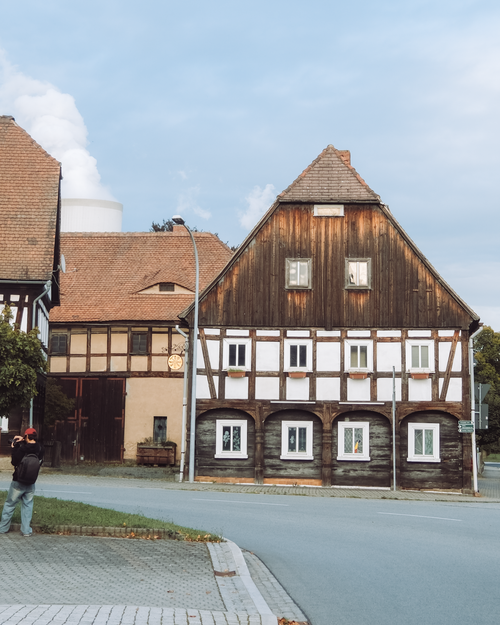 Free Picturesque view of traditional half-timbered houses in Dittersdorf, Thüringen, Germany. Stock Photo