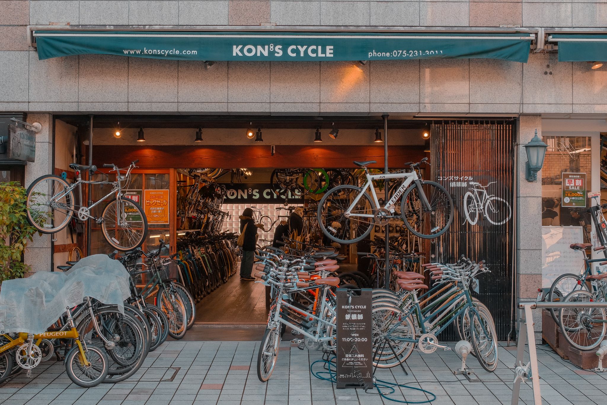 Row of bikes in the shop