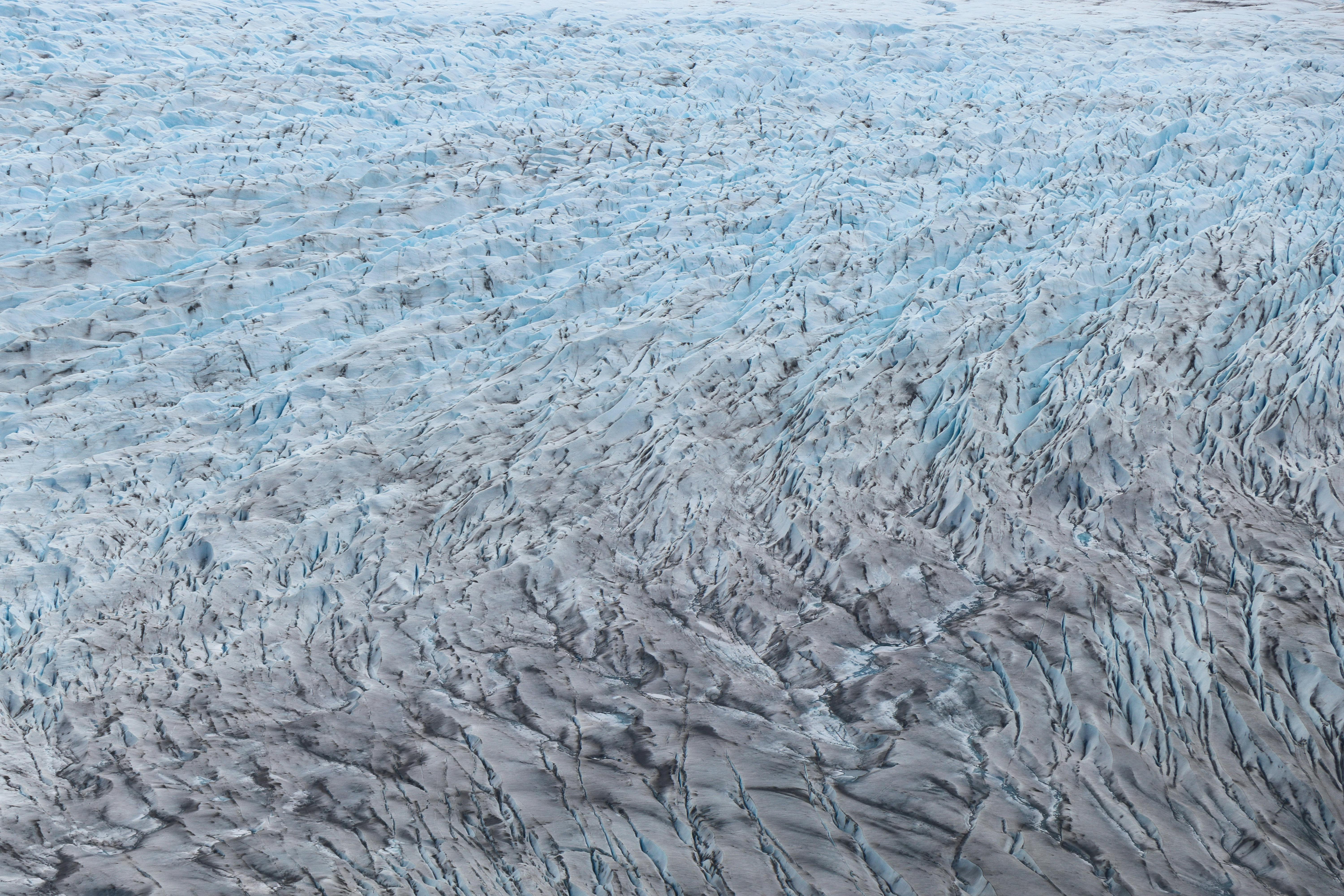 drone shot of glacier