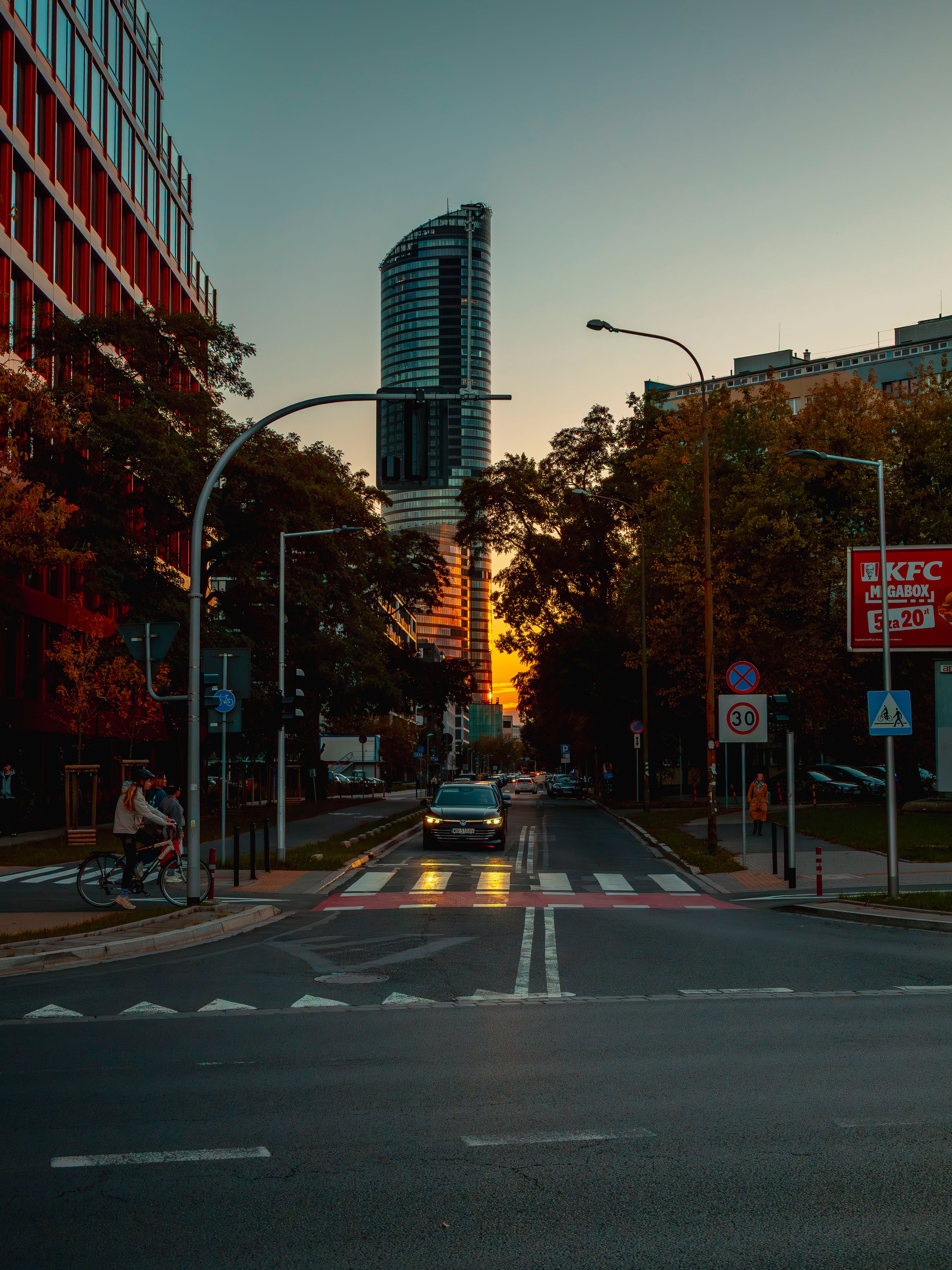 Sunset at Skyscraper in Wrocław Cityscape · Free Stock Photo