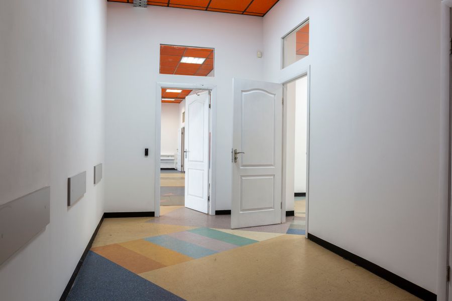 Modern commercial interior with luxury vinyl flooring