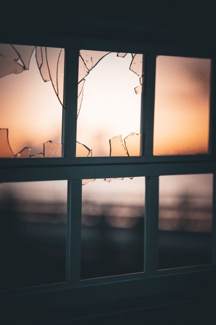 broken glass window dramatic lighting
