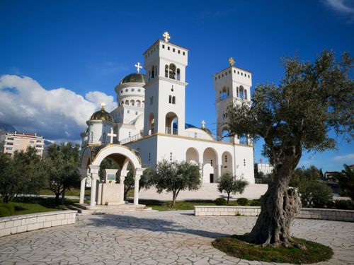 Free Stunning view of the Orthodox Church in Bar, Montenegro with clear blue sky. Stock Photo