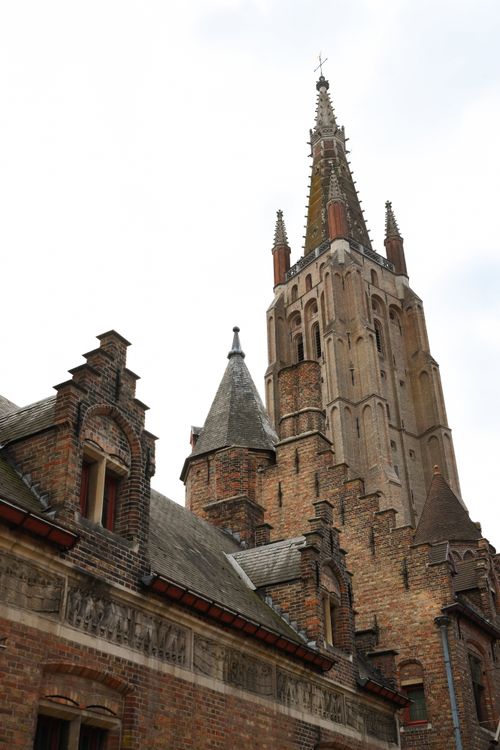 Free Stunning view of the Church of Our Lady in Bruges with its Gothic architectural details. Stock Photo