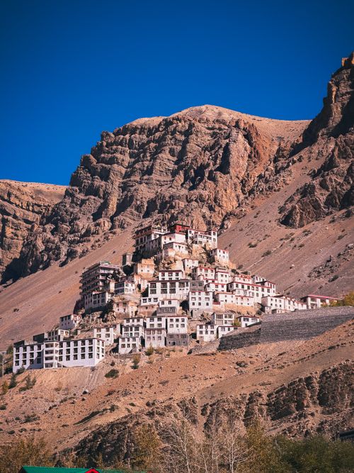 Free Scenic view of Key Monastery against the rugged mountains in Marango Rangarik, Himachal Pradesh, India. Stock Photo