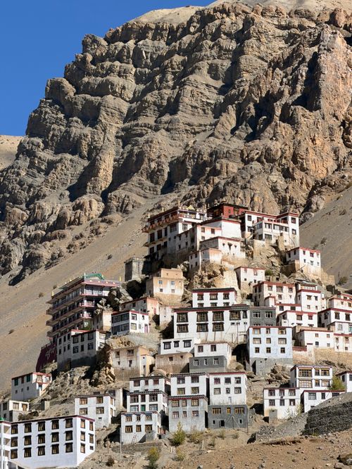 Free Breathtaking view of Key Monastery perched on hill in Spiti Valley, India. Stock Photo