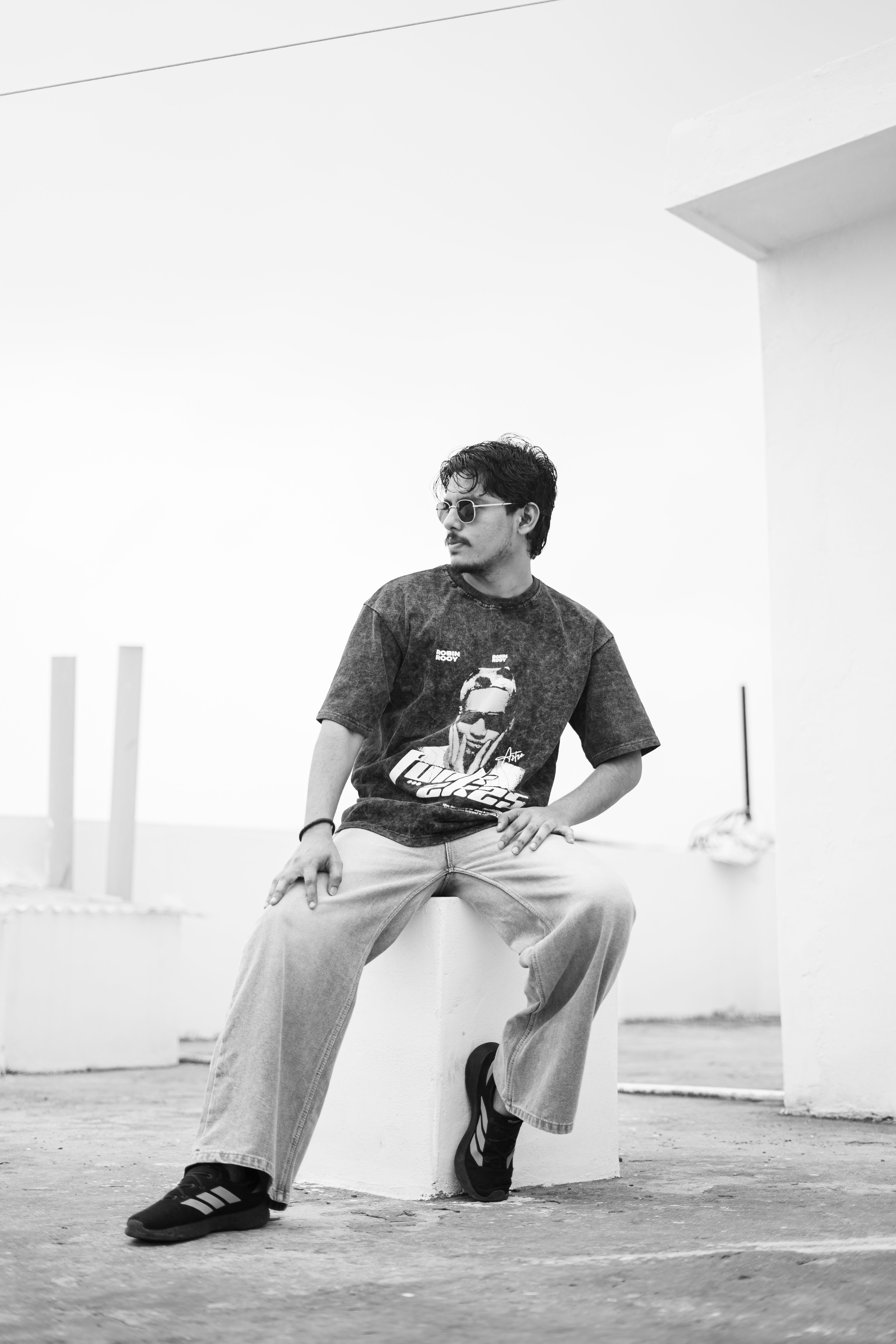 Camiseta Oversized Preta Estampada
