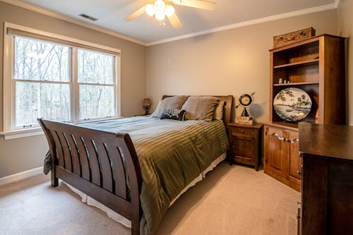 Ceiling Fan above a Bed