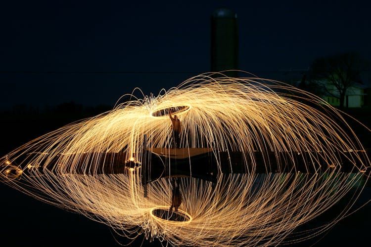 Glowing Freeze Light Twining Wooden Stick In Dusk