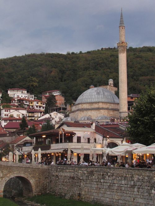 Free Charming view of Prizren's old town and Sinan Pasha Mosque at dusk. Stock Photo