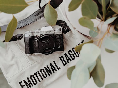 Camera on Top of a Tote Bag