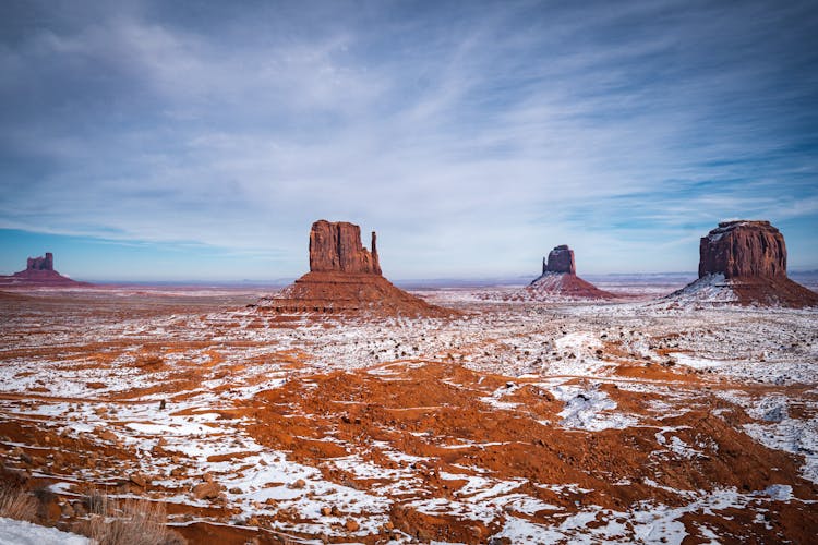 Scenic View Of West And East Mitten Buttes In Arizona