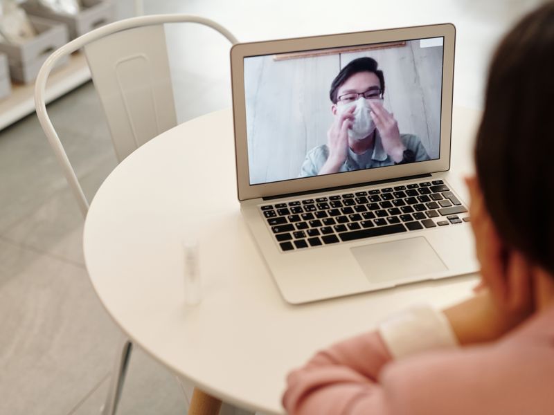 Doctor on video call with patient - telehealth
