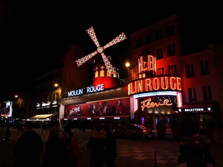 Neon Signs On Cabaret At Night