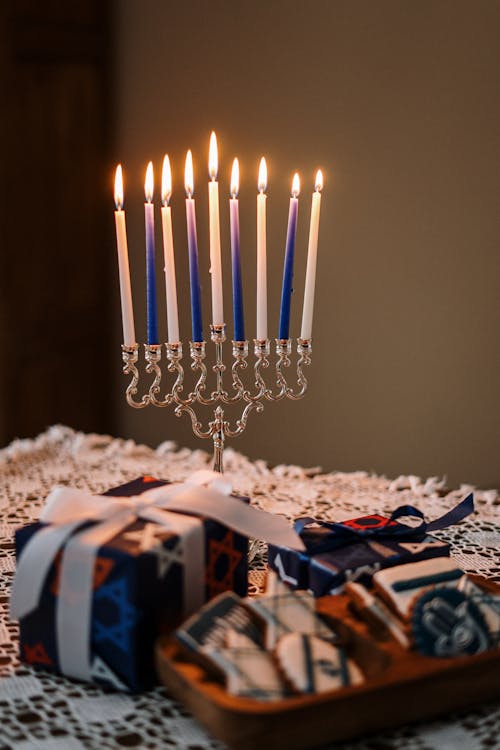 Free Cookies and Gifts for Hanukkah Stock Photo