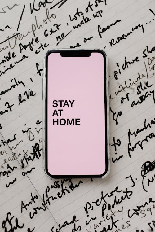 Stay At Home  On A Smartphome Screen Display