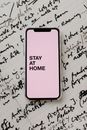 Stay At Home  On A Smartphome Screen Display