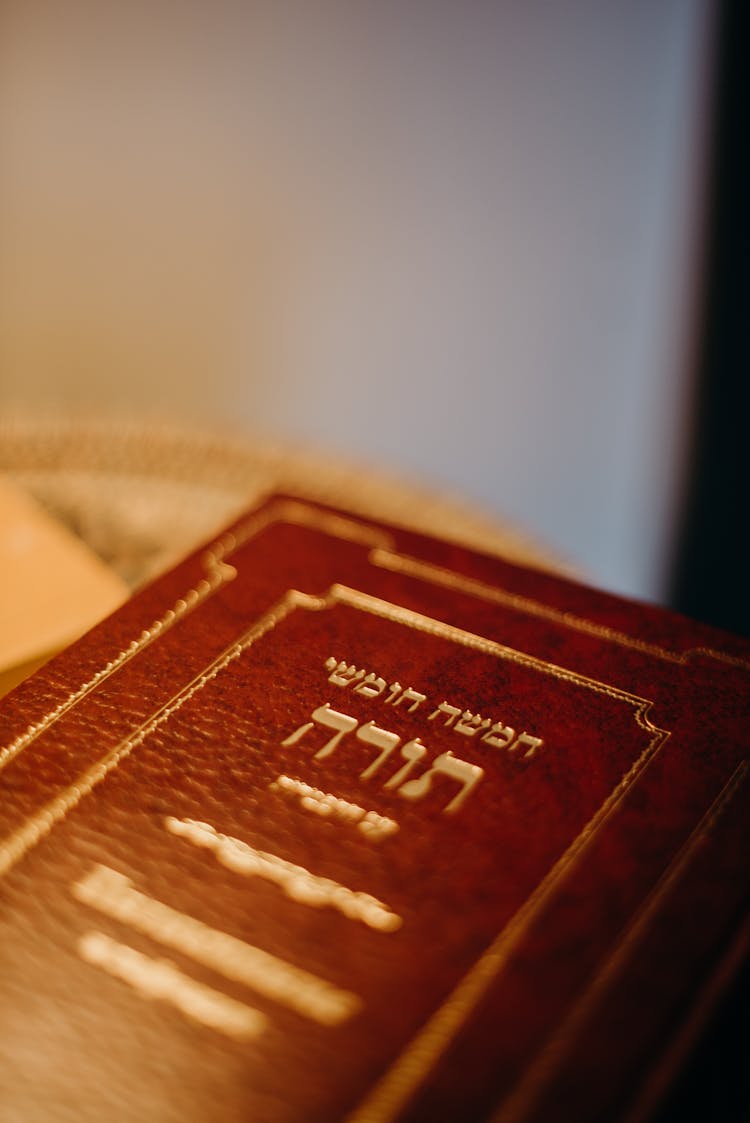 Close Up Of A Book In Hebrew