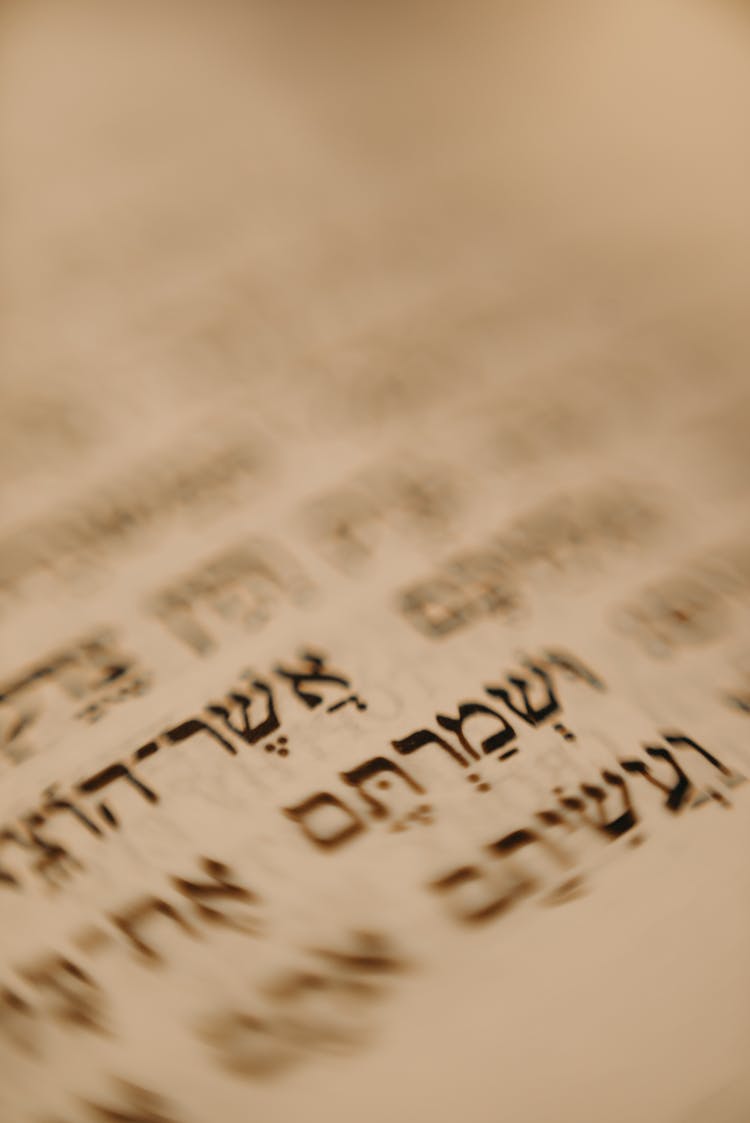 Close Up Of A Book In Hebrew