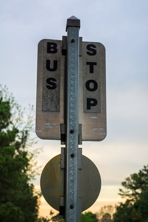 Black and White Bus Stop Sign