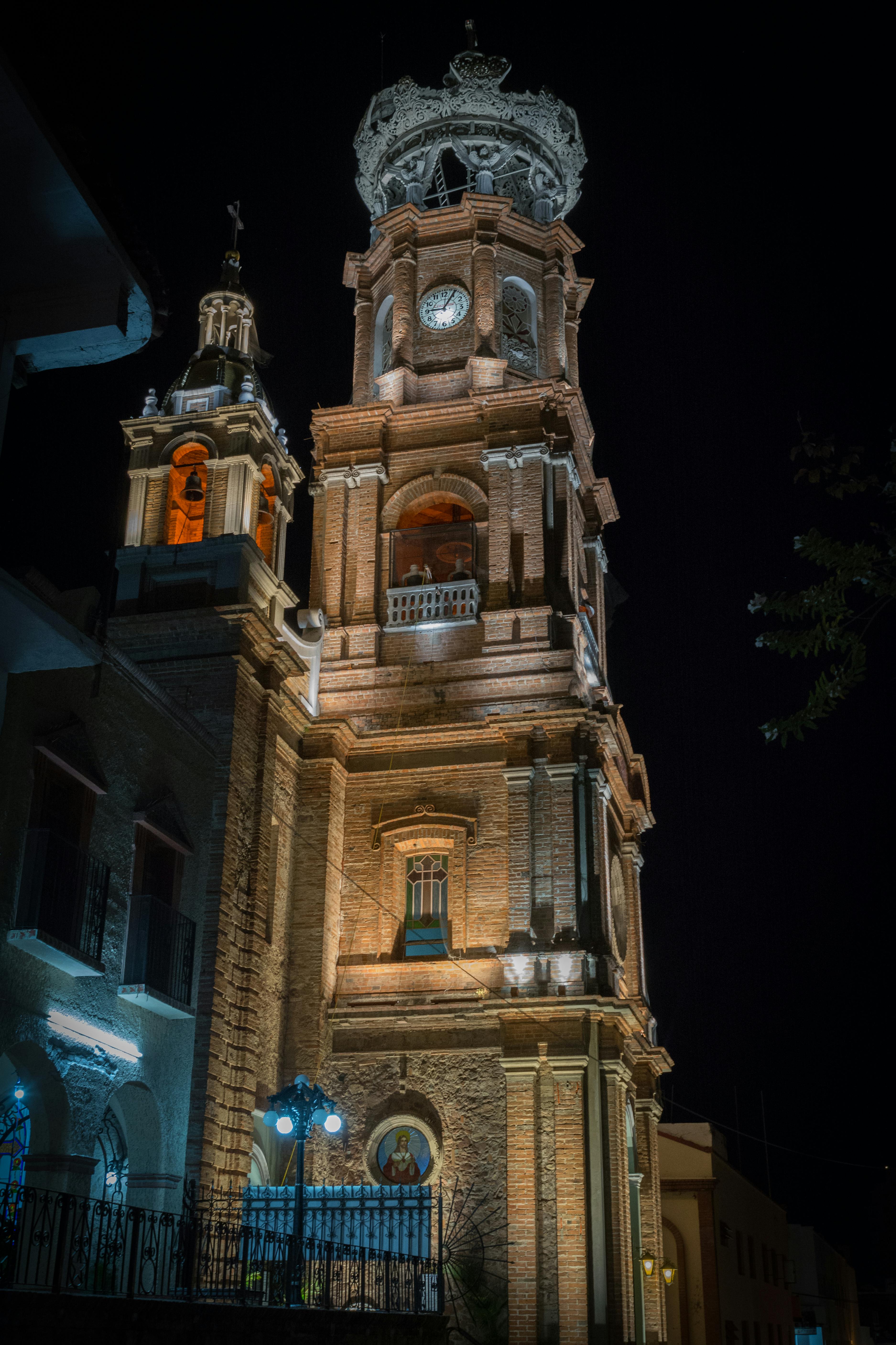 Free stock photo of night, puerto vallarta, The Church of Our Lady of Guadalupe