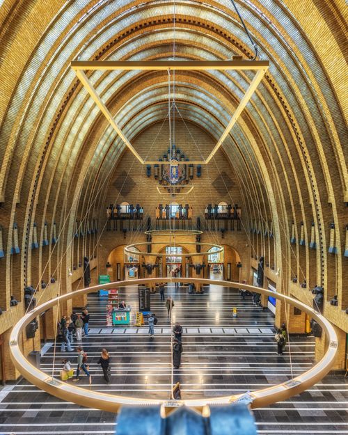 Free Beautiful interior view of a historic building with arched ceilings in Utrecht, Netherlands. Stock Photo