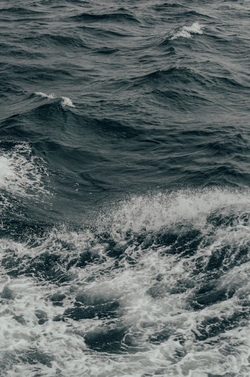 Ocean Waves In Grayscale Photography