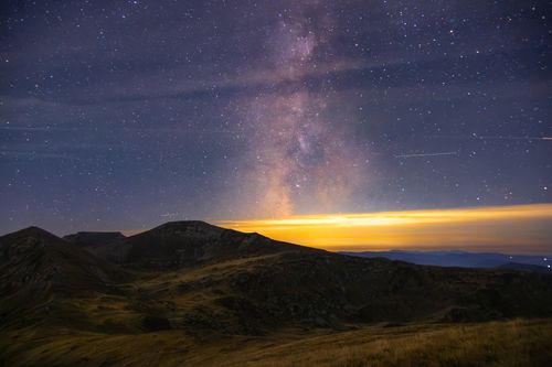 Free Captivating view of the Milky Way over Shar Mountain, North Macedonia. Stock Photo