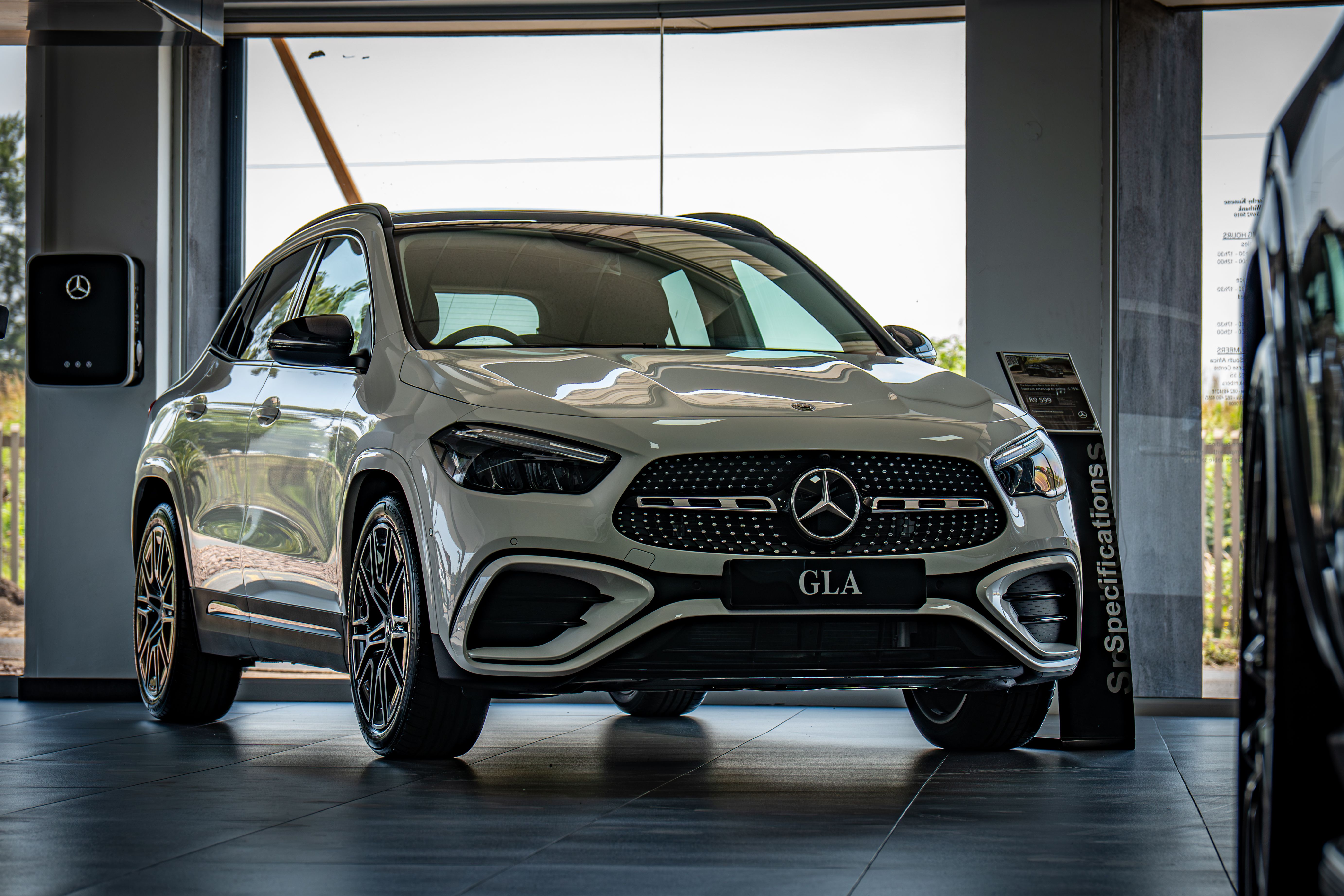 Sleek Mercedes-Benz GLA displayed at a car showroom in eMalahleni, South Africa.
