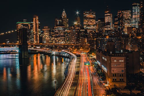 Bird's Eye View Of City During Evening 