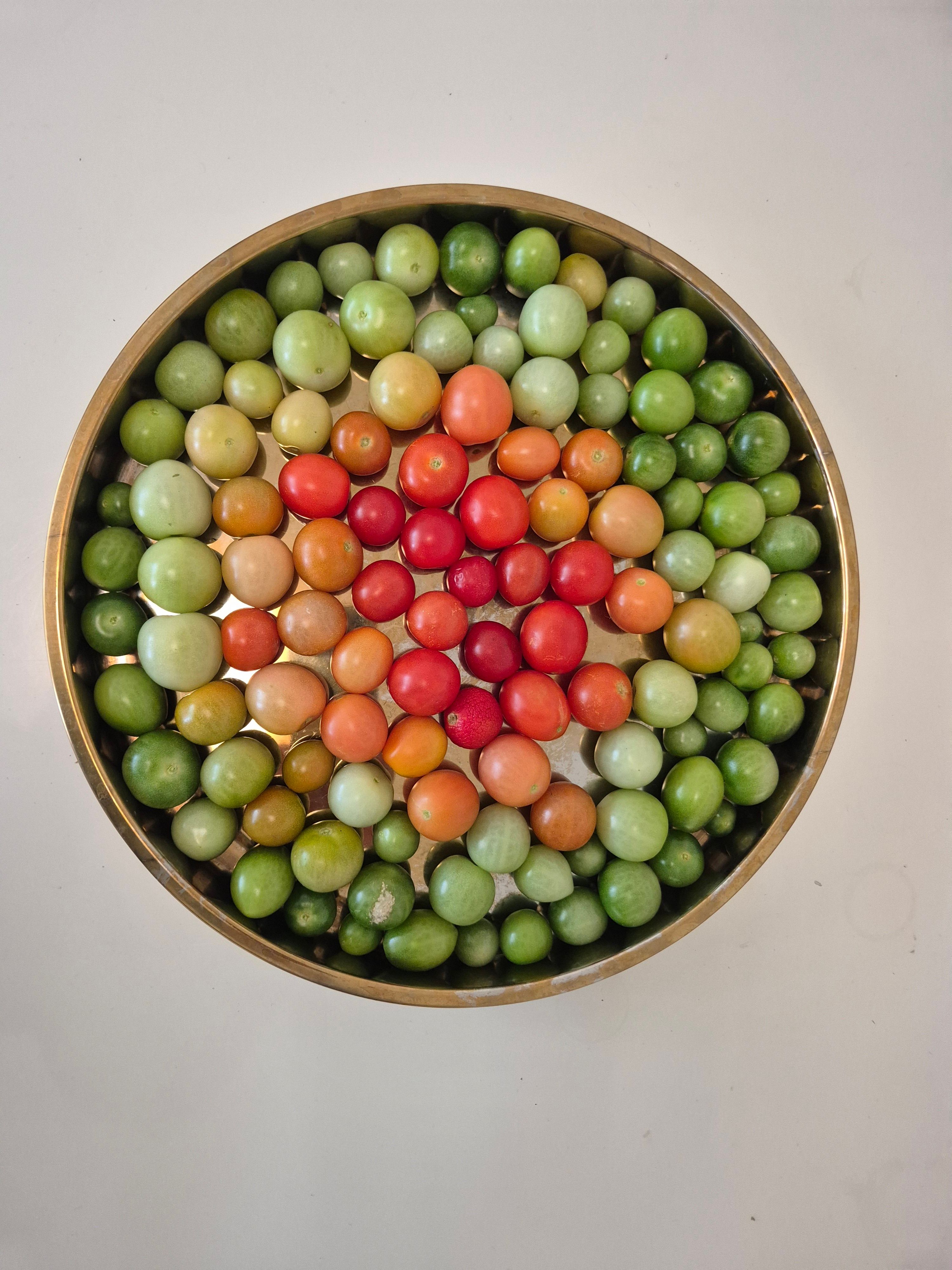 Colorful Array of Tomatoes in Brass Bowl · Free Stock Photo