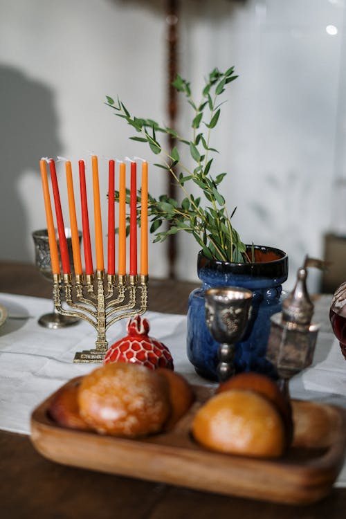 Table With Candles and Bread