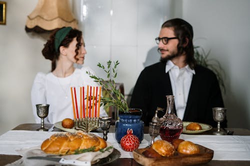 Couple Having Traditional Jewish Food