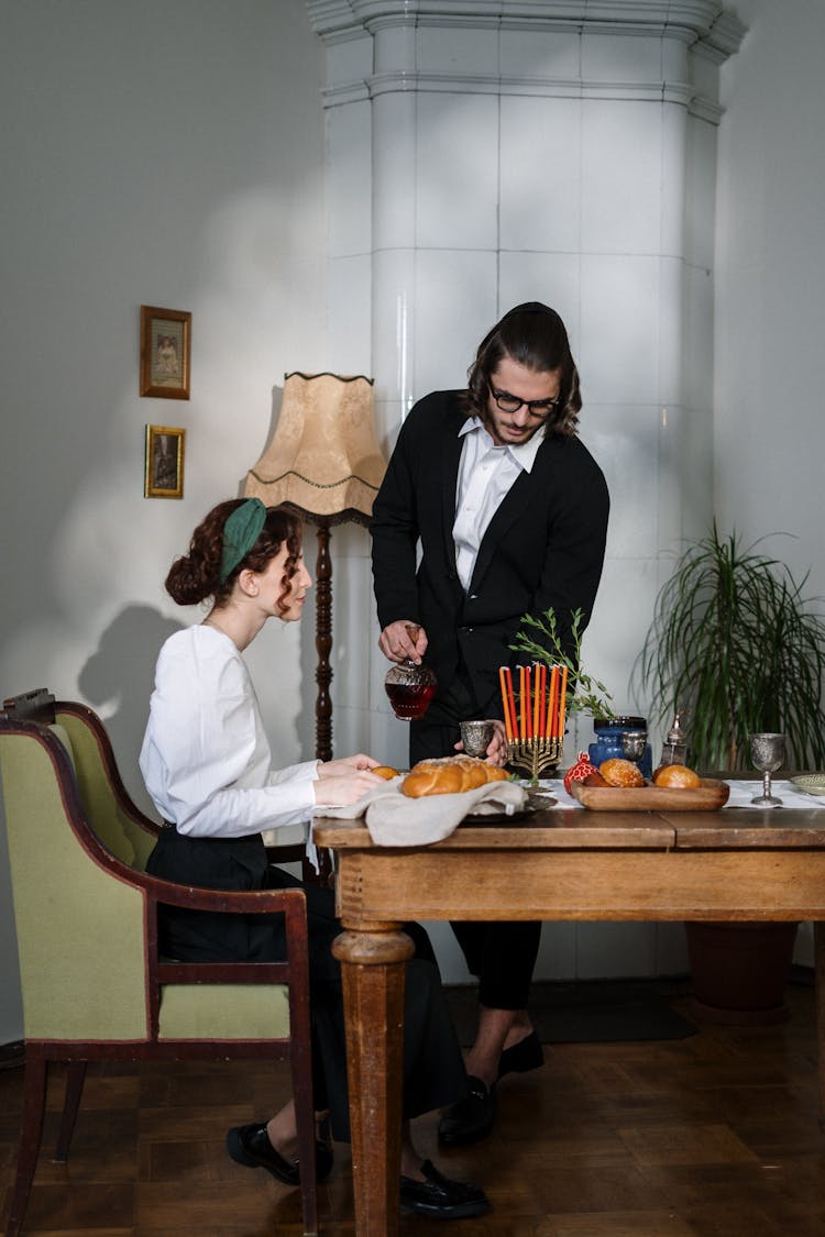 Couple Having Traditional Jewish Food