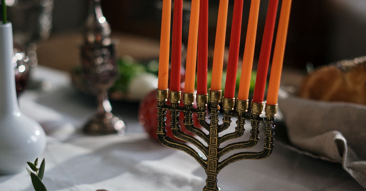 Menorah Red Menorah With Red and Orange Candles · Free Stock Photo