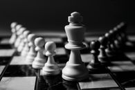 Set of chess pieces in daylight