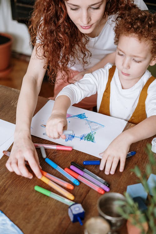 Mother and Son Drawing · Free Stock Photo