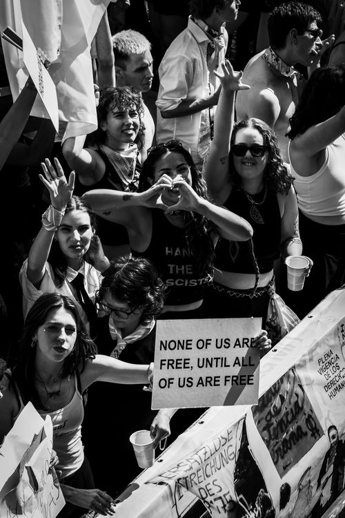 Free A vibrant protest scene in Amsterdam capturing the spirit of activism and freedom advocacy. Stock Photo