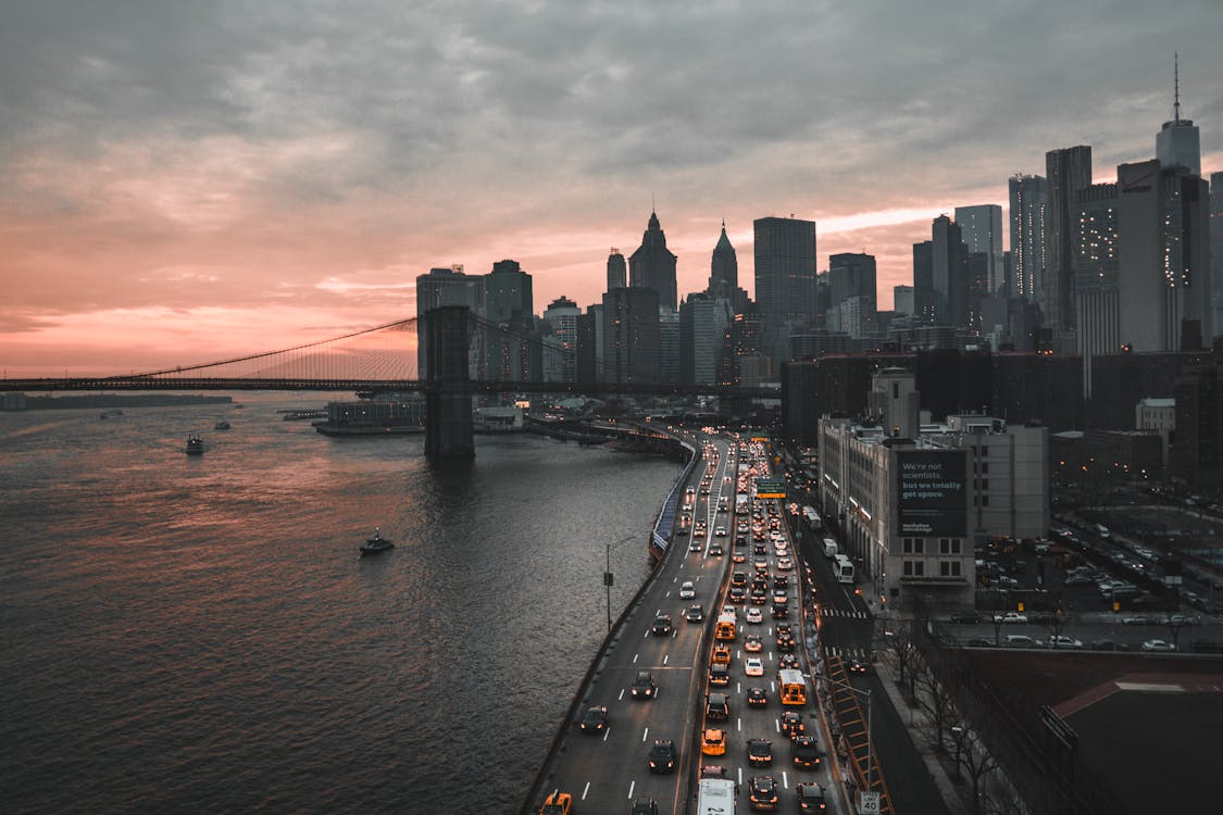 Bird's Eye View Of City During Dawn 