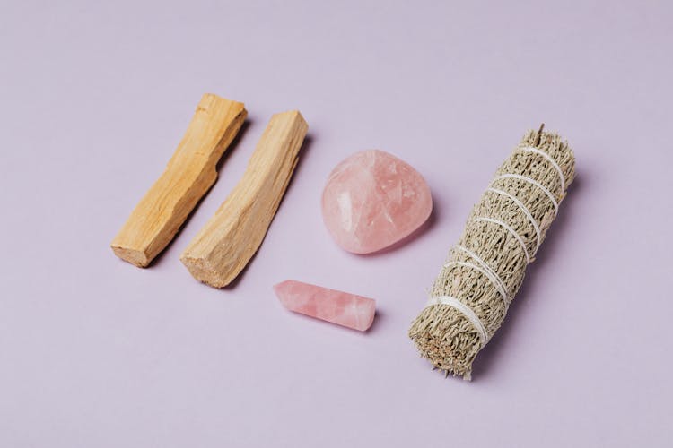 Photo Of Sage Beside Rose Quartz